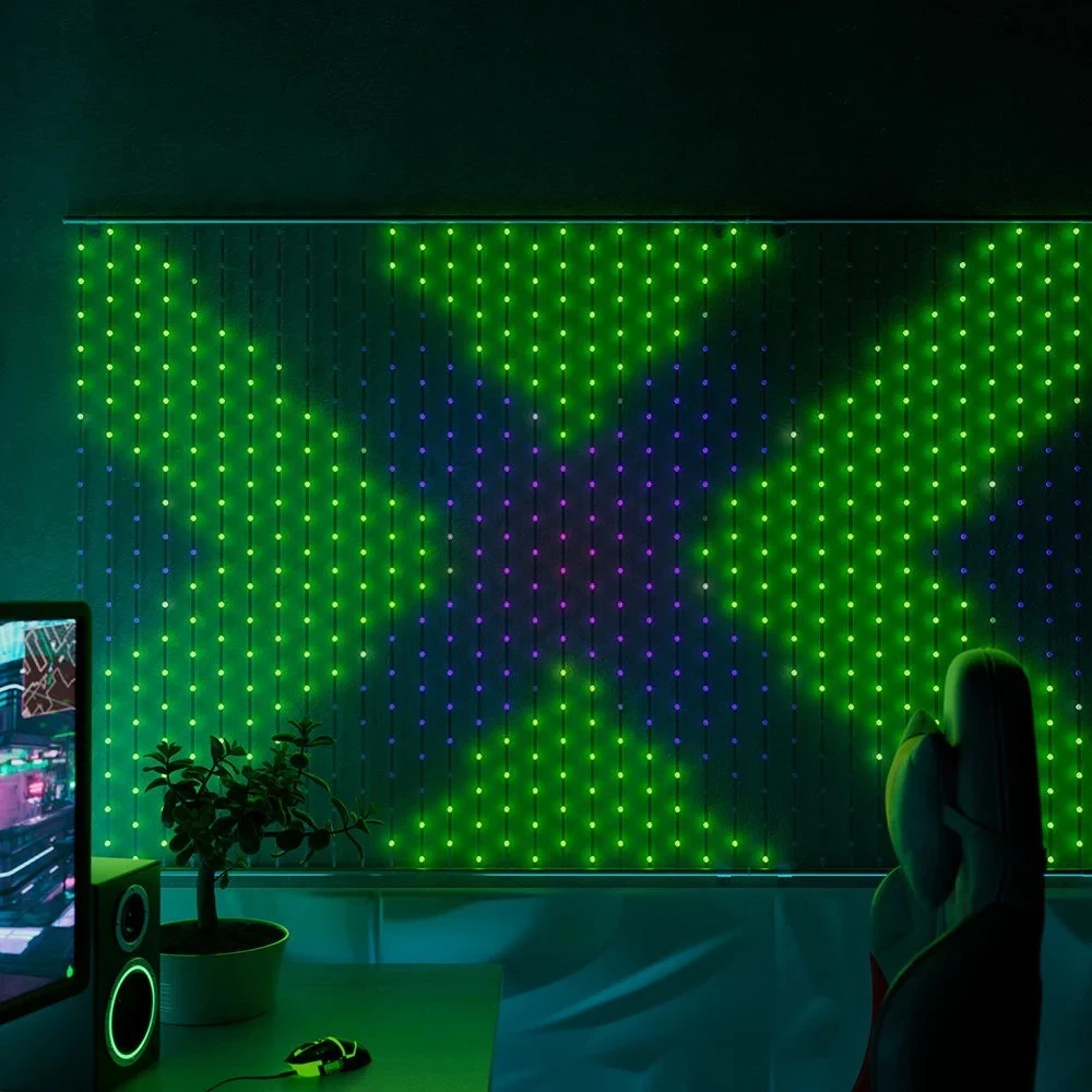 Drita dekorative Twinkly Matrix, 500 LED RGB, tel i tejdukshëm, 1.7x7.8ft, F-plug