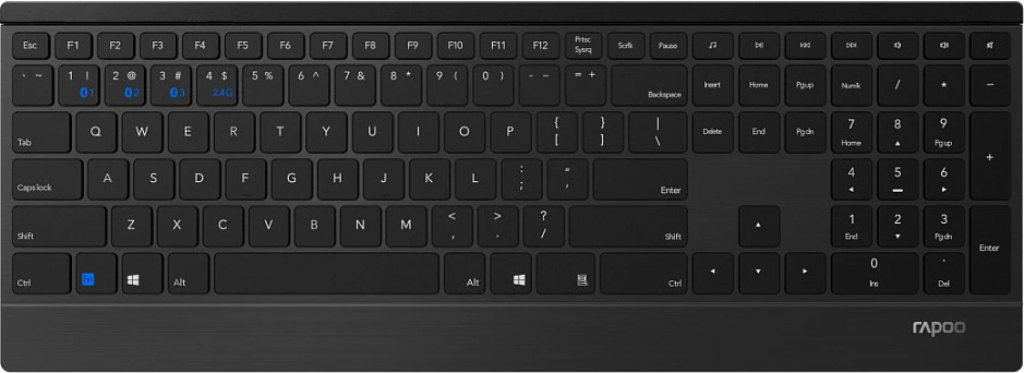 Set tastierë + maus Rapoo 9500M, wireless, full-size (100%), QWERTZ gjerman, 1600 DPI, i zi