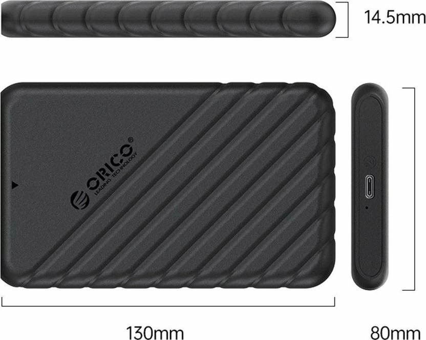 Kasë Orico 25PW1-C3-BK-EP për disk 2.5\" SATA III, USB-C 3.2 Gen 1, 6Gbps, e zezë