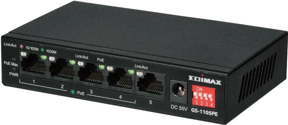 Switch Edimax GS-1105PE, 5 porta, PoE