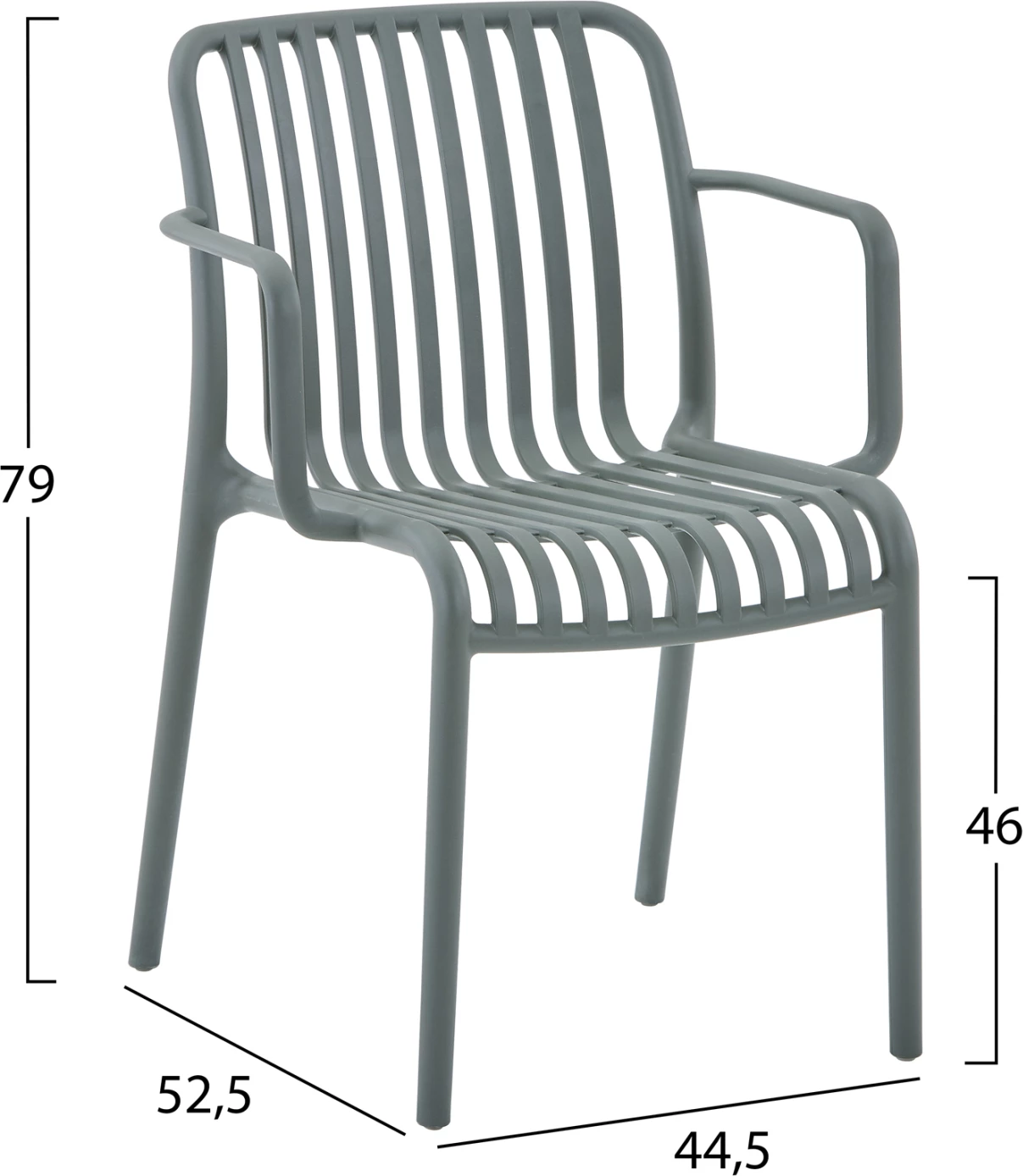 Karrige për jashtë CONVEE FH6105.07 polipropileni, ngjyrë ulliri e errët, 55x56x79H cm