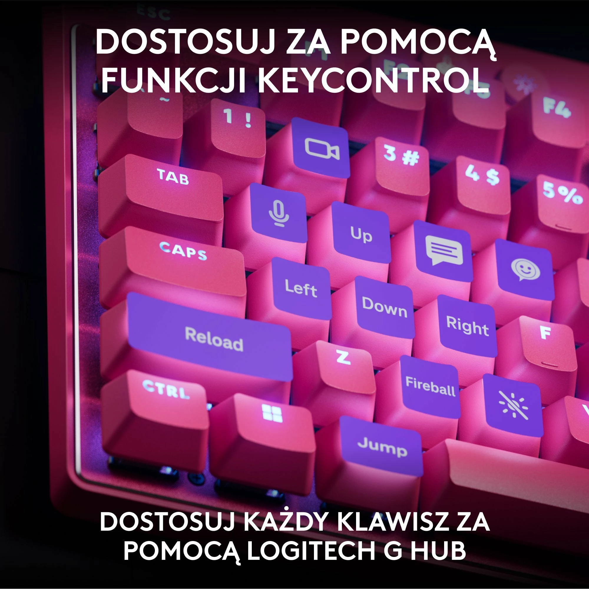 Tastierë gaming Logitech G PRO X TKL Rapid 920-013253, TKL 80%, switcha magnetikë analog, RGB, USB-C me kabllo, US INTL, pink