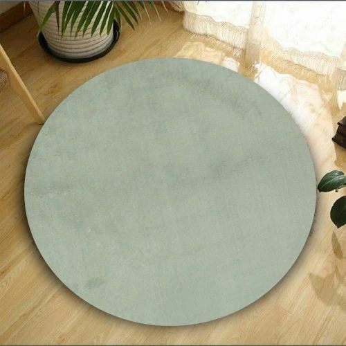 Qilim oval, plush, ngjyrë gri e çelët, 80 cm