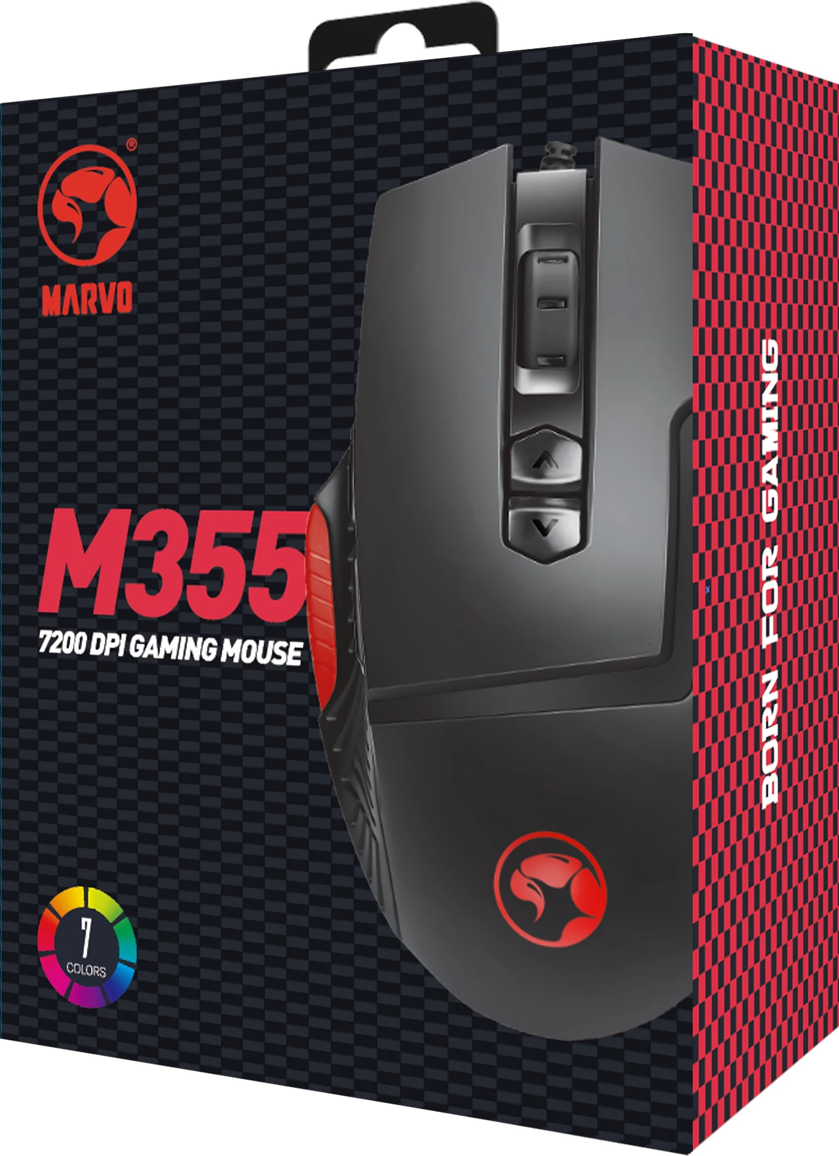 Maus Marvo M355 gaming, me kabllo USB, RGB, deri 7200 DPI, 9 butona, i zi