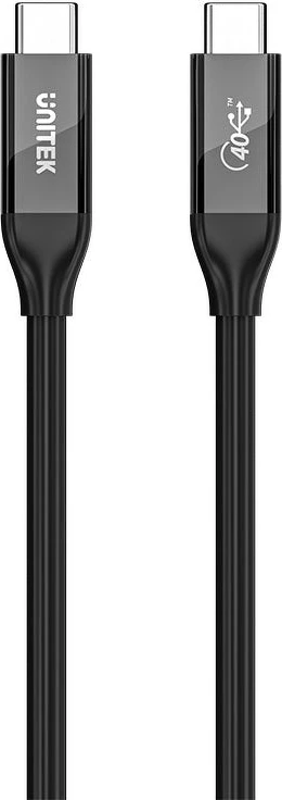 Kabllo USB-C UNITEK C14100ABK01-2M, 2m, USB 4.0, 100W, 40Gbps, e zezë