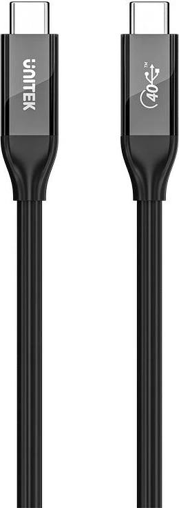 Kabllo USB-C UNITEK C14100ABK01-2M, 2m, USB 4.0, 100W, 40Gbps, e zezë