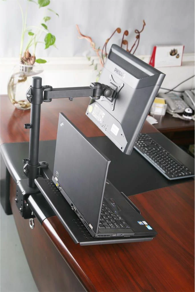 Mbajtës tavoline për monitor dhe laptop Art L-23 13"-27" VESA 75x75/100x100, i zi