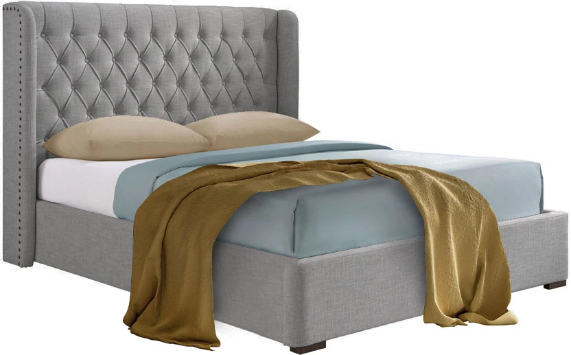 Krevat Duchess, për dyshek 160x200cm, ngjyrë gri guri, 220.5x181x135