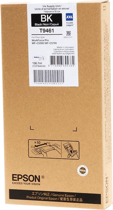 Bojë printeri, Epson, T9461 / C13T946140, XXL 136.7 ml deri 10,000 faqe, e zezë