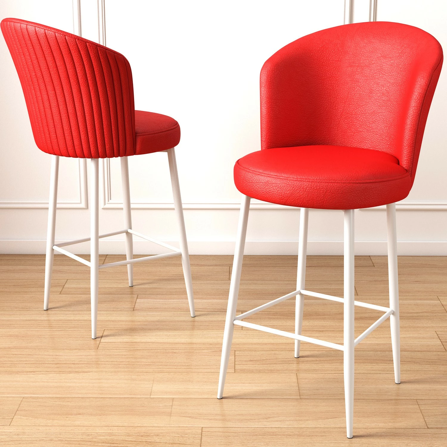 Set karrigesh për bar (2 copë), Hanah Home Uras, e kuqe dhe e bardhë