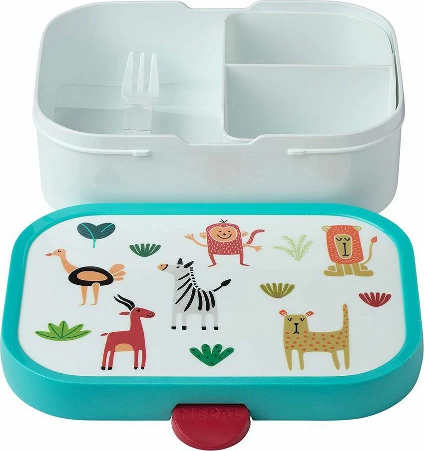 Kuti ushqimi për fëmijë Rosti Mepal Lunchbox Campus Animal Friends 107440065373, 18x13x6 cm, bardhë/turkez