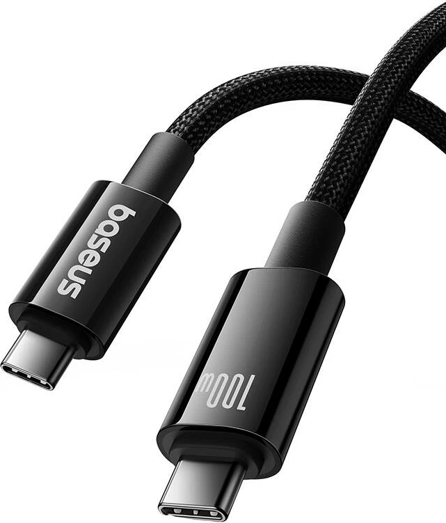 Kabllo USB-C në USB-C Baseus Tungsten Gold, 1.5m, 100W, e zezë