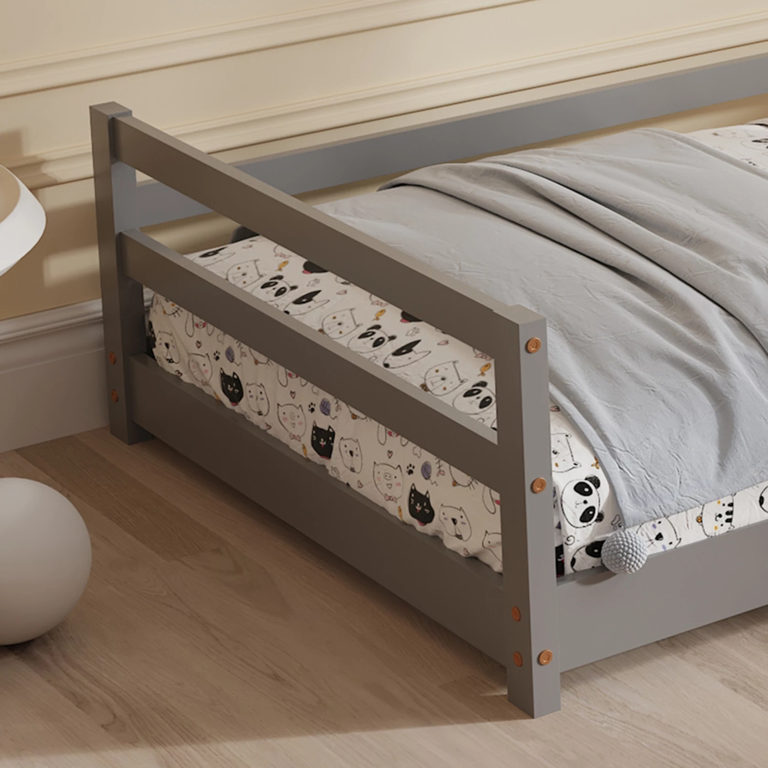 Krevat për fëmijë HOUSER FH676.05 Montessori dru pishe gri - 190x90cm