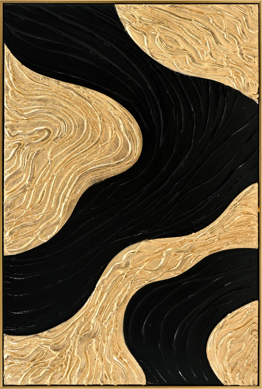 Pikturë muri 3D FH4548.02 me kornizë PS ngjyrë bezhë, forma të punuara me dorë, 62x4.5x92 cm