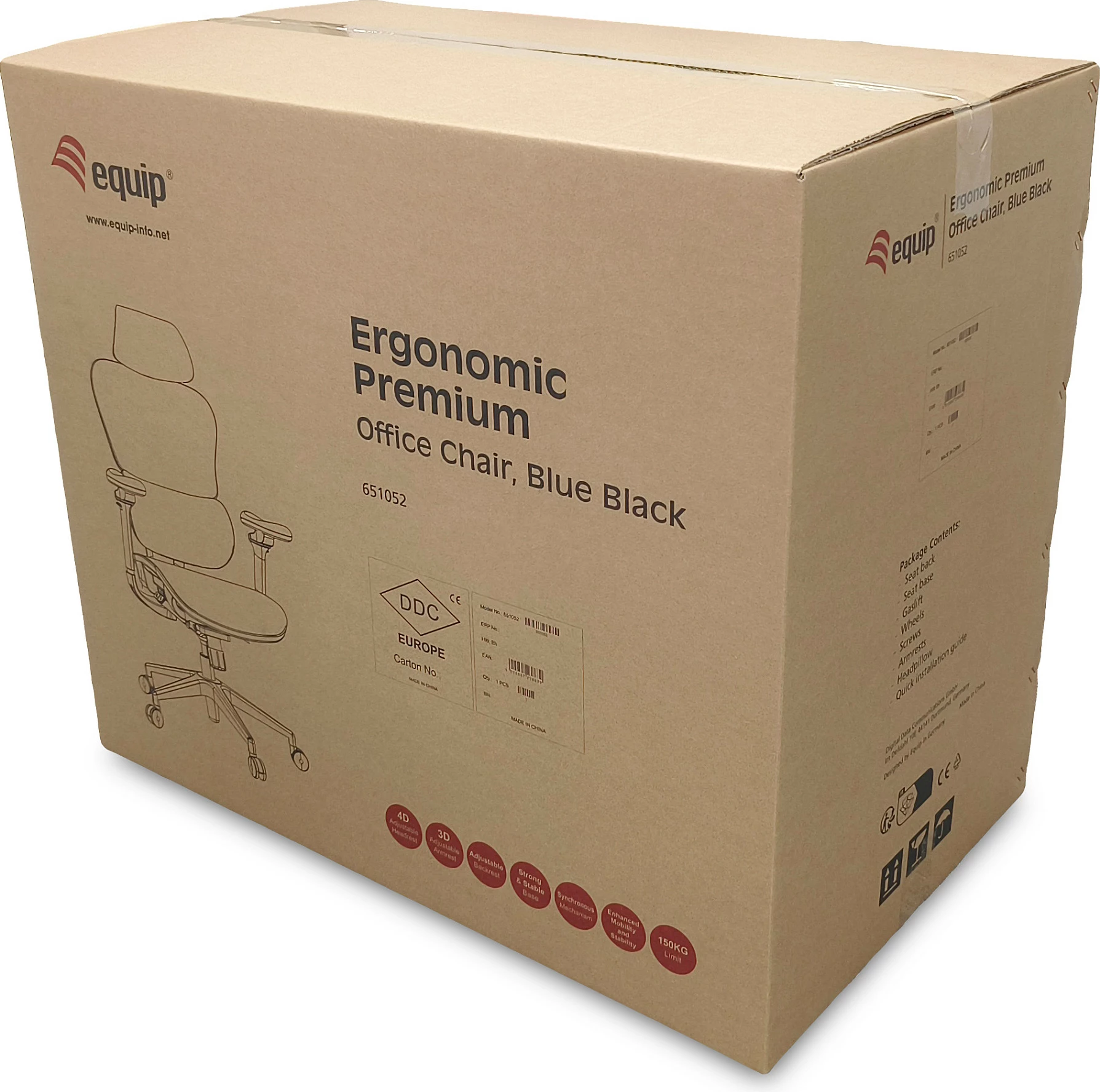Karrige zyre ergonomike EQUIP SFS, mesh, mbështetëse koke, 3D armrests, 150 kg, e zezë