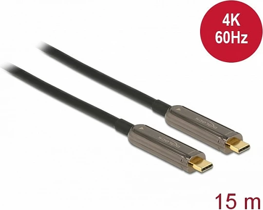 Kablo video USB-C DeLOCK Active Optical, 15 m, 4K 60Hz, USB 3.2 Gen 1, i zi