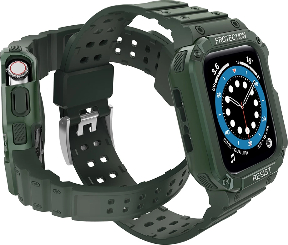 Rrip me kasë mbrojtëse për Apple Watch Hurtel Protect Strap Band, 45/44/42mm, e gjelbër