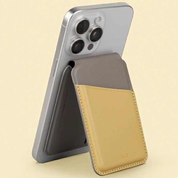 Mbështjellës magnetik për kartela UNIQ Lyden DS, për smartphone, verdhë-gri