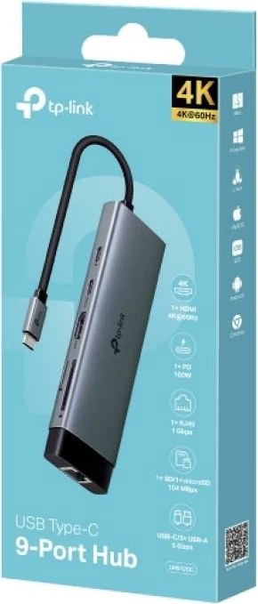 Adaptor USB-C TP-Link UH9120C multiport, zezë/gri