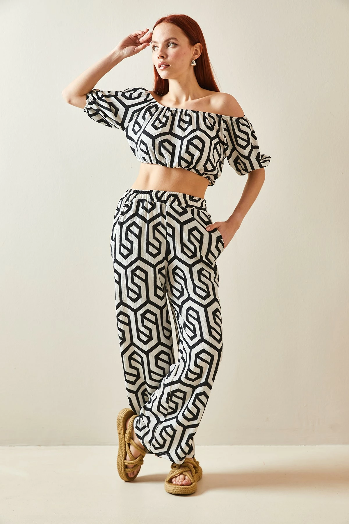 Set kimono me pantallona, Jumeon, 5YXK8-48188, e zezë