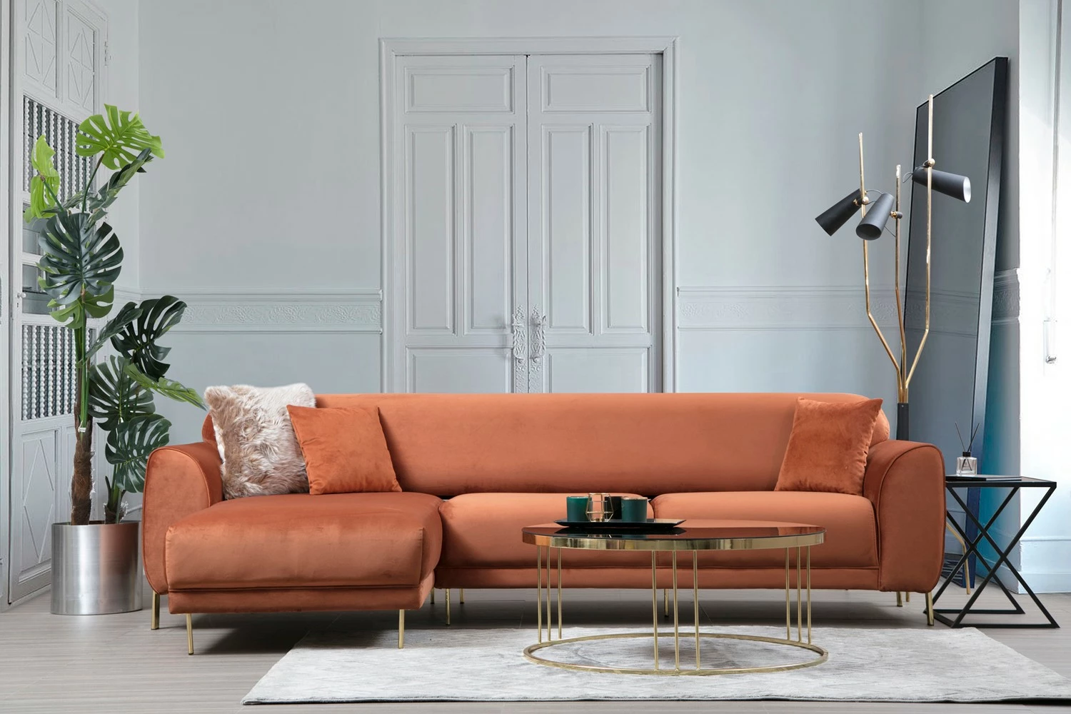 Kënd-sofë krevate Atelier del Sofa, këndi majtas, ngjyrë kanelle (Chl-3R)