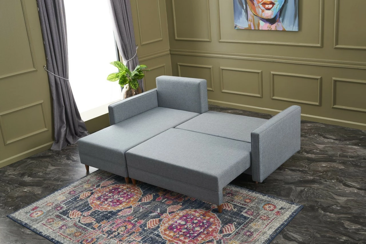 Kënd-sofë krevati Atelier del Sofa, Aydam, kënd majtas, ngjyrë kaltër