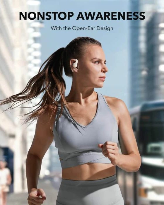 Kufje wireless Anker Soundcore AeroFit Pro A3871G21, LDAC, 46h me kasë, IPX5, të bardha, set me kasë karikimi