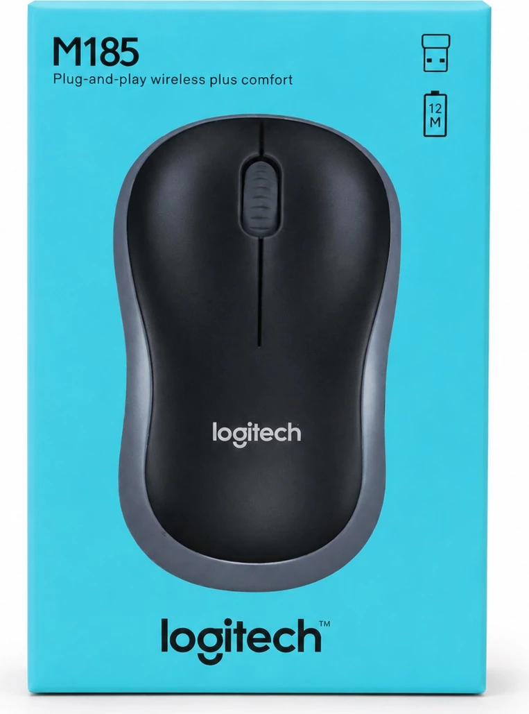 Maus Wireless Logitech M185 me Nano Marrës USB - i zi/gri