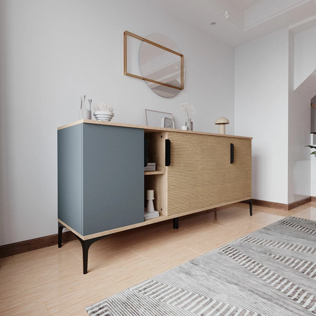 Konsol Skye Decor, ngjyrë lis dhe antracit, 180x79x40cm