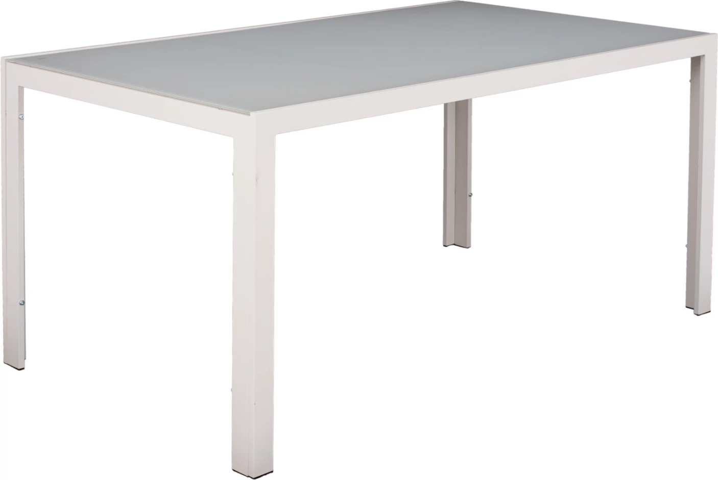 Tavolinë metalike, ngjyrë e bardhë akulli, me xham, FH5767.03, 150x90x75 cm