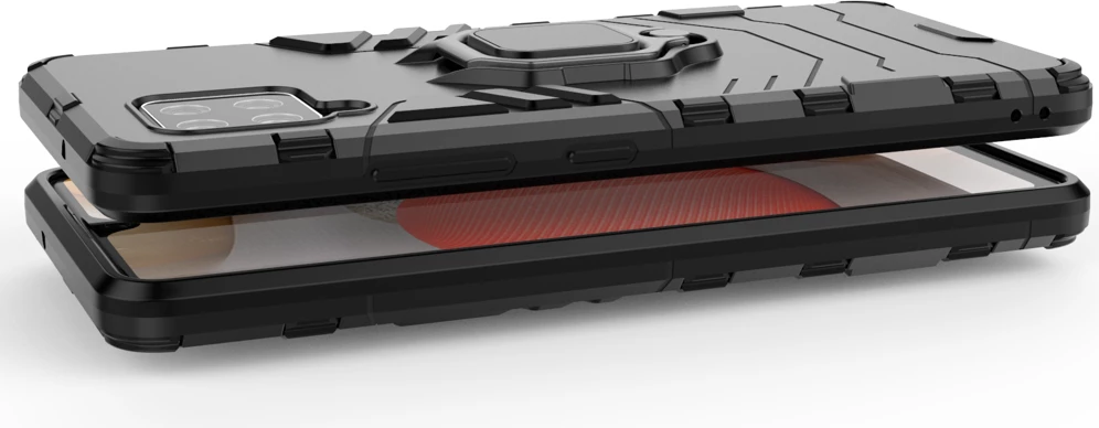 Mbështjellës Hurtel Ring Armor për Samsung Galaxy A42 5G, me mbajtëse unaze, i zi