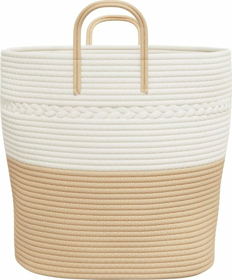 Shportë ruajtëse vidaXL 43x38 cm, pambuk, beige-bardhë