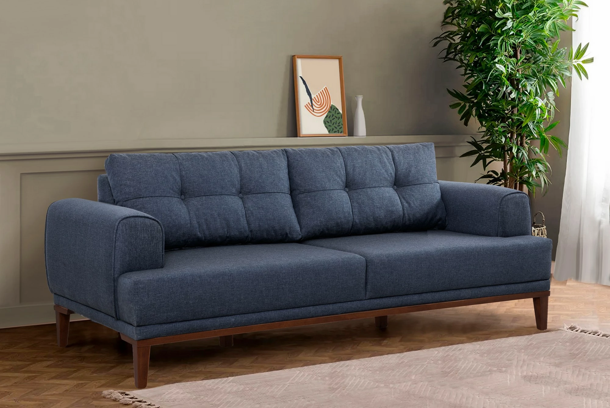 Set divanësh Atelier del Sofa, Vina, ngjyrë kaltër e errët, dru arre