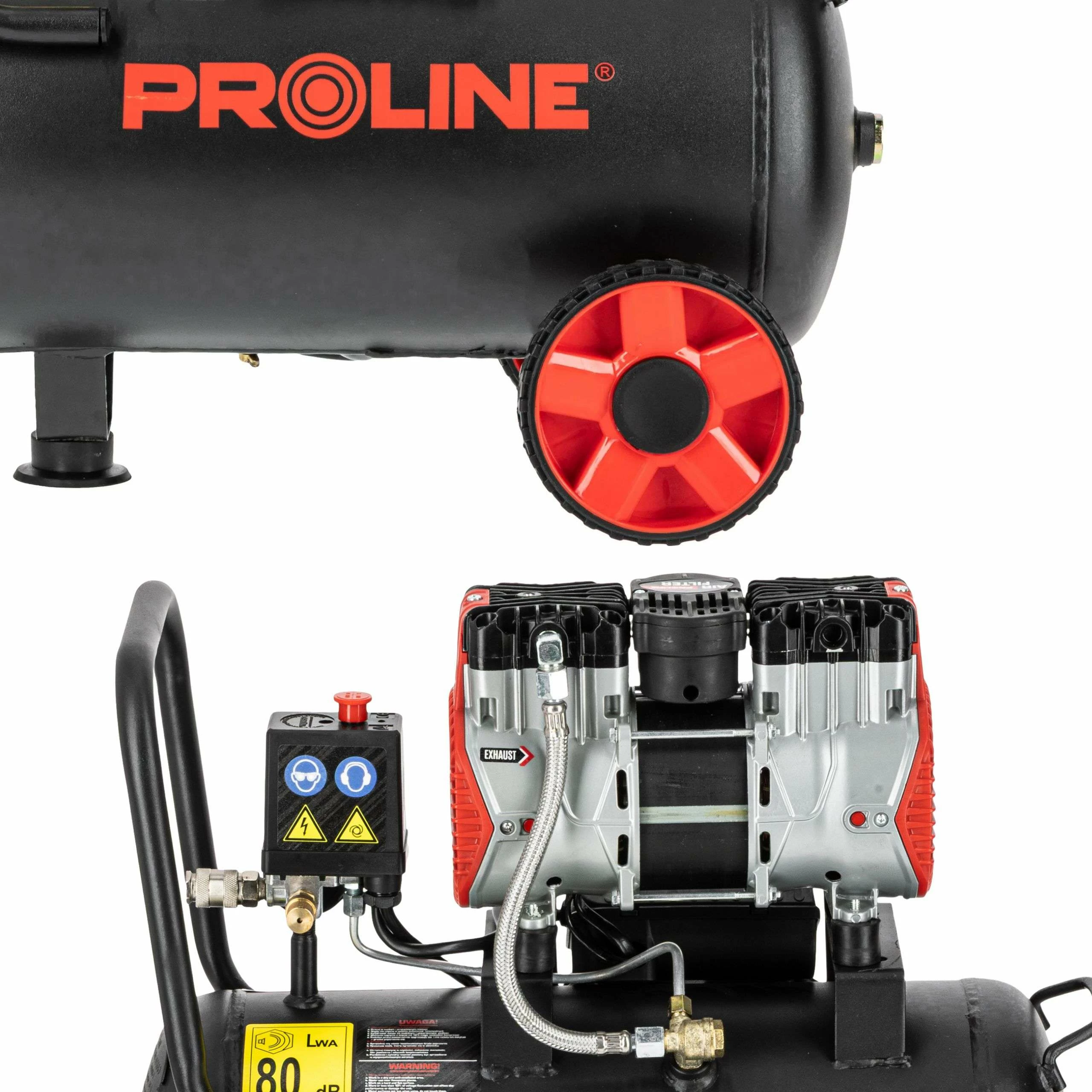 Kompresor ajri pa vaj PROLINE P200004 24L 750W/1HP 8 bar 167 l/min, zi/kuq