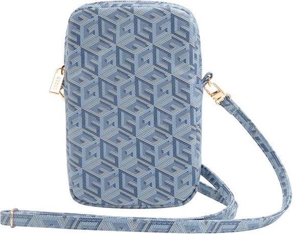 Çantë për celular Guess Zip GCube Bottom Stripe, 19x12x3.8 cm, Kaltër