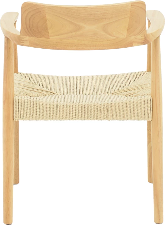 Karrige me krahë prej druri dhe litar, ngjyrë natyrale, 58x54x79cm