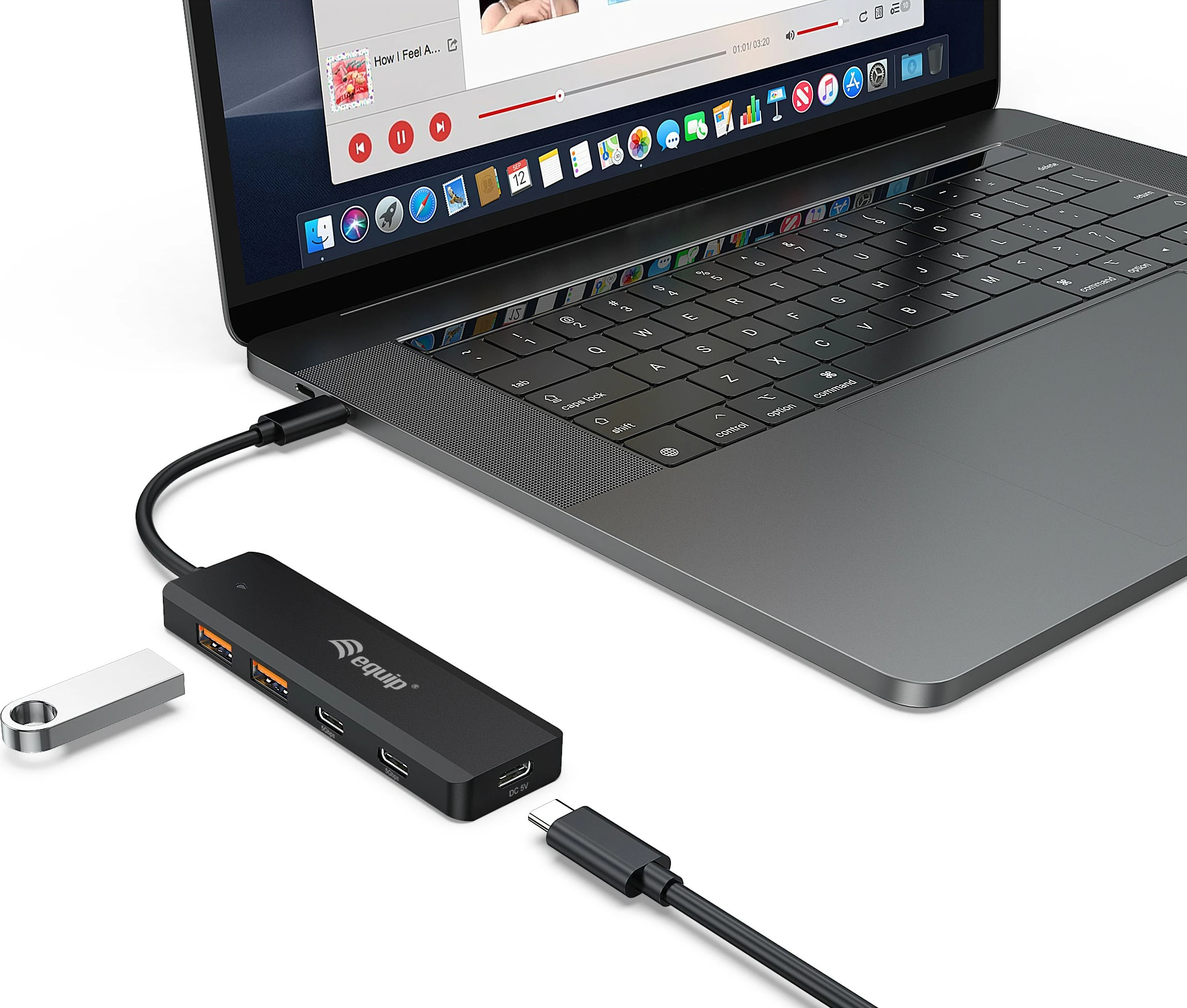 USB hub Equip 128966, 4 porta, USB-C/USB-A, 10Gbps, i zi