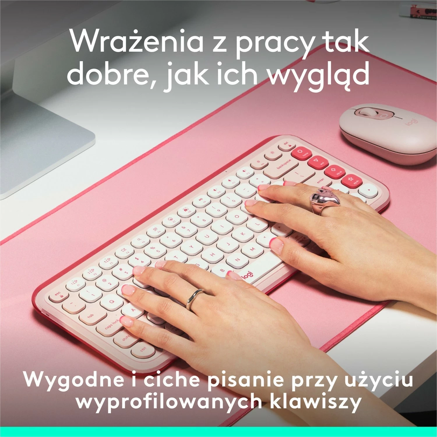 Tastierë Logitech POP ICON Keys, pa kabllo, rozë