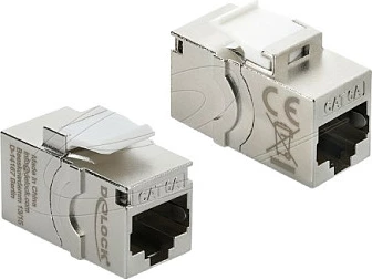 Bashkues Keystone DeLOCK 90994, RJ-45 në RJ-45, Cat6A, i sheshtë, i mbrojtur, zi/argjend/bardhë