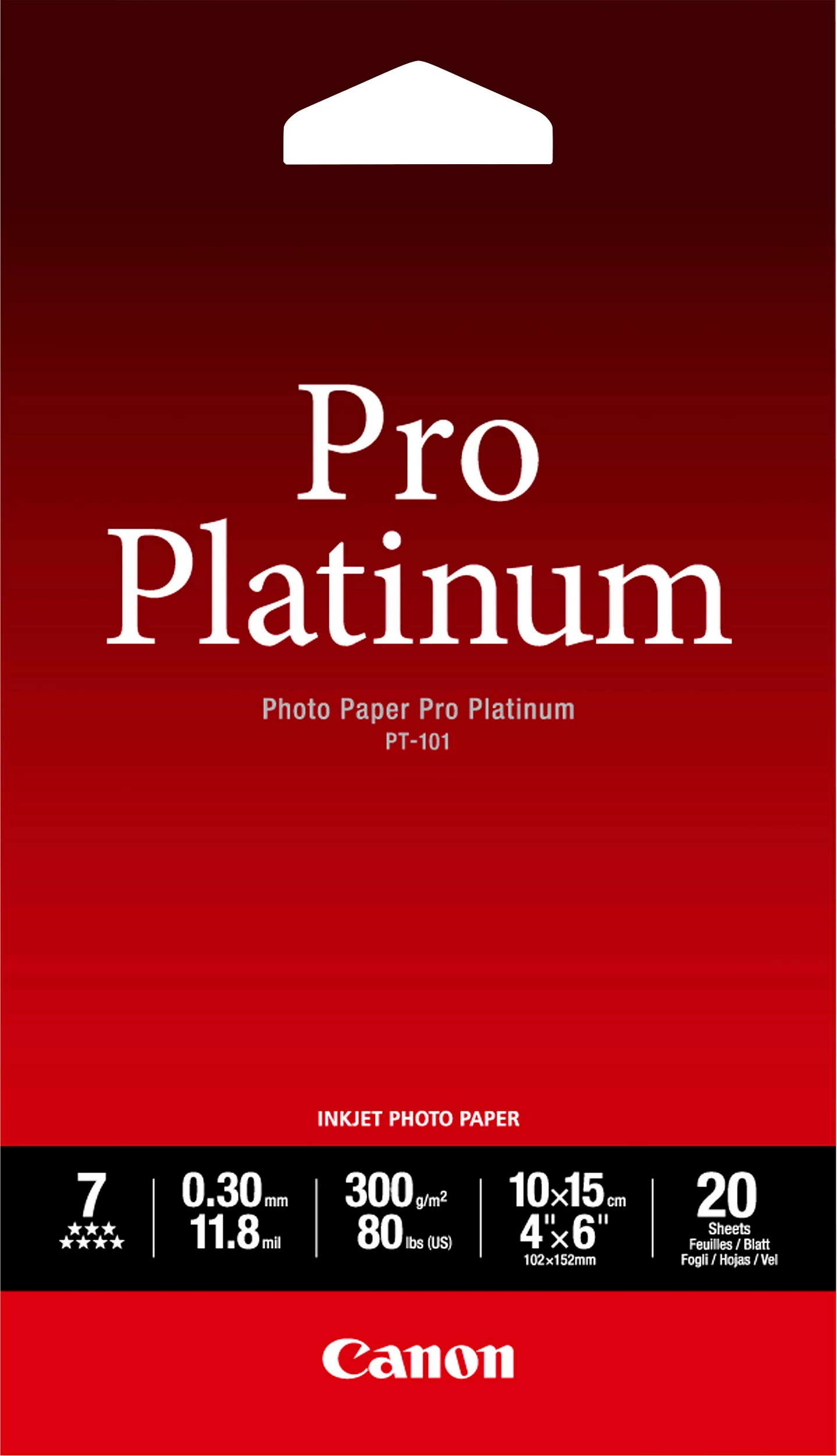 Letër foto Canon Pro Platinum PT-101, 10x15cm, gloss, 20 fletë