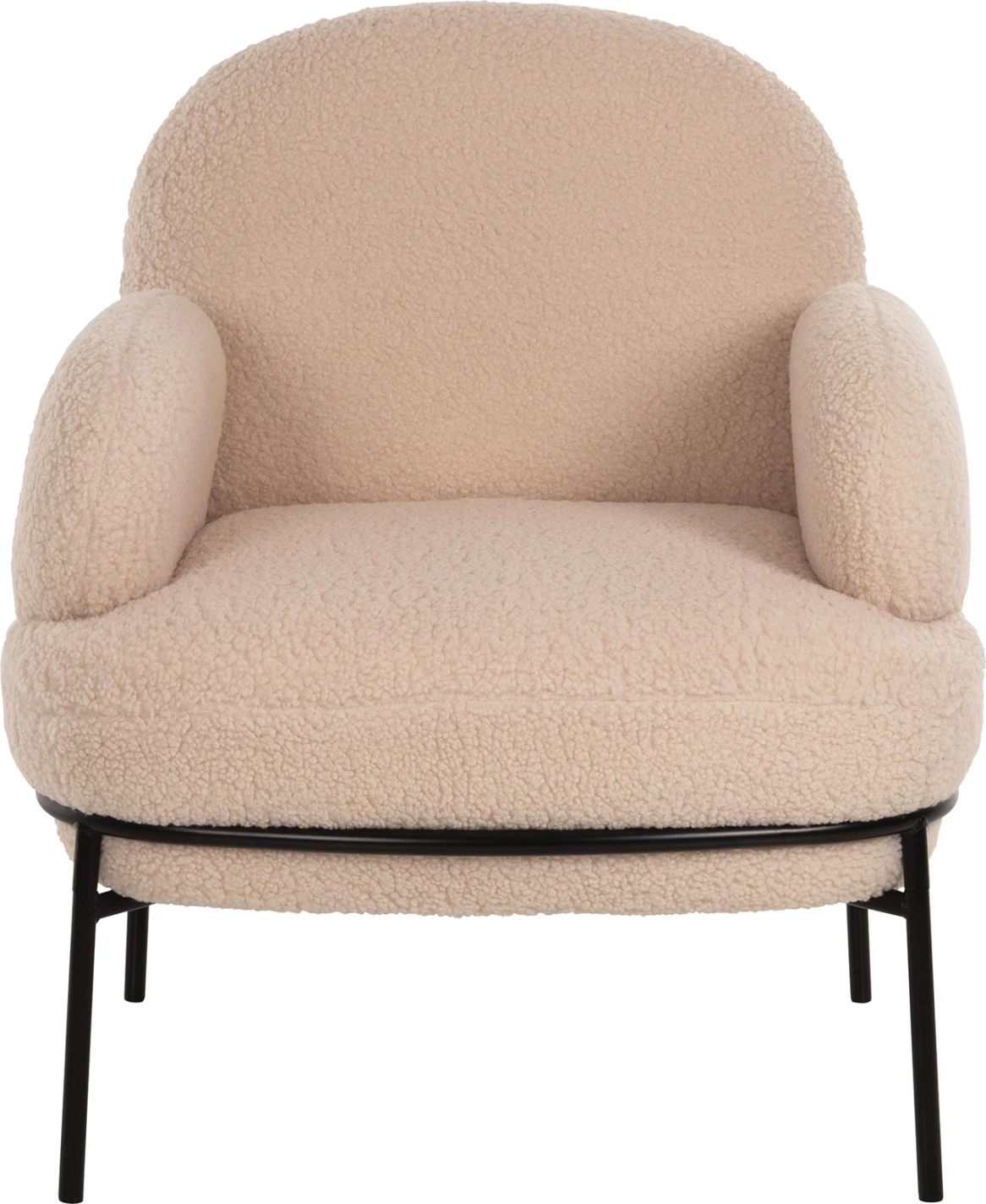 Fotelje AGNES FH9525.20, pëlhurë boucle ecru, këmbë metalike të zeza, 74x71x83H cm.