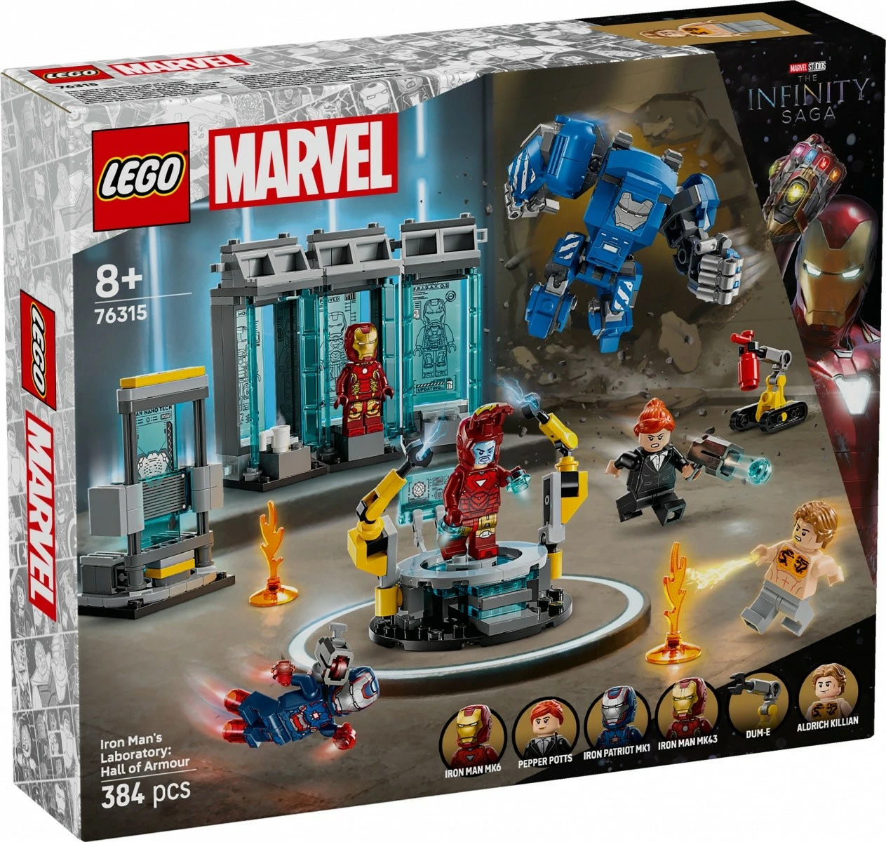 Set ndërtimi LEGO Marvel Iron Man Laboratory: Armory 76315, 384 pjesë