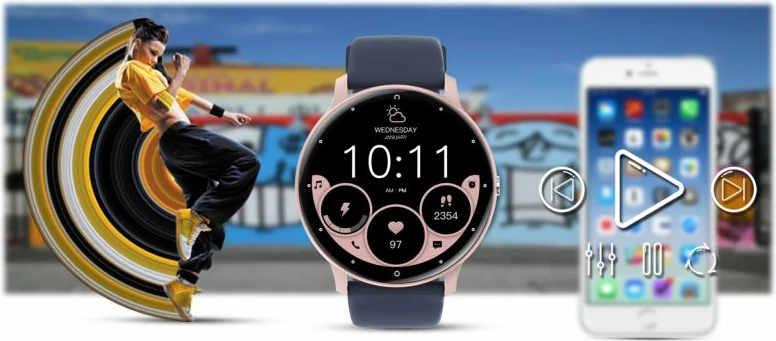 Smartwatch Gravity për femra, rozë dhe kaltër