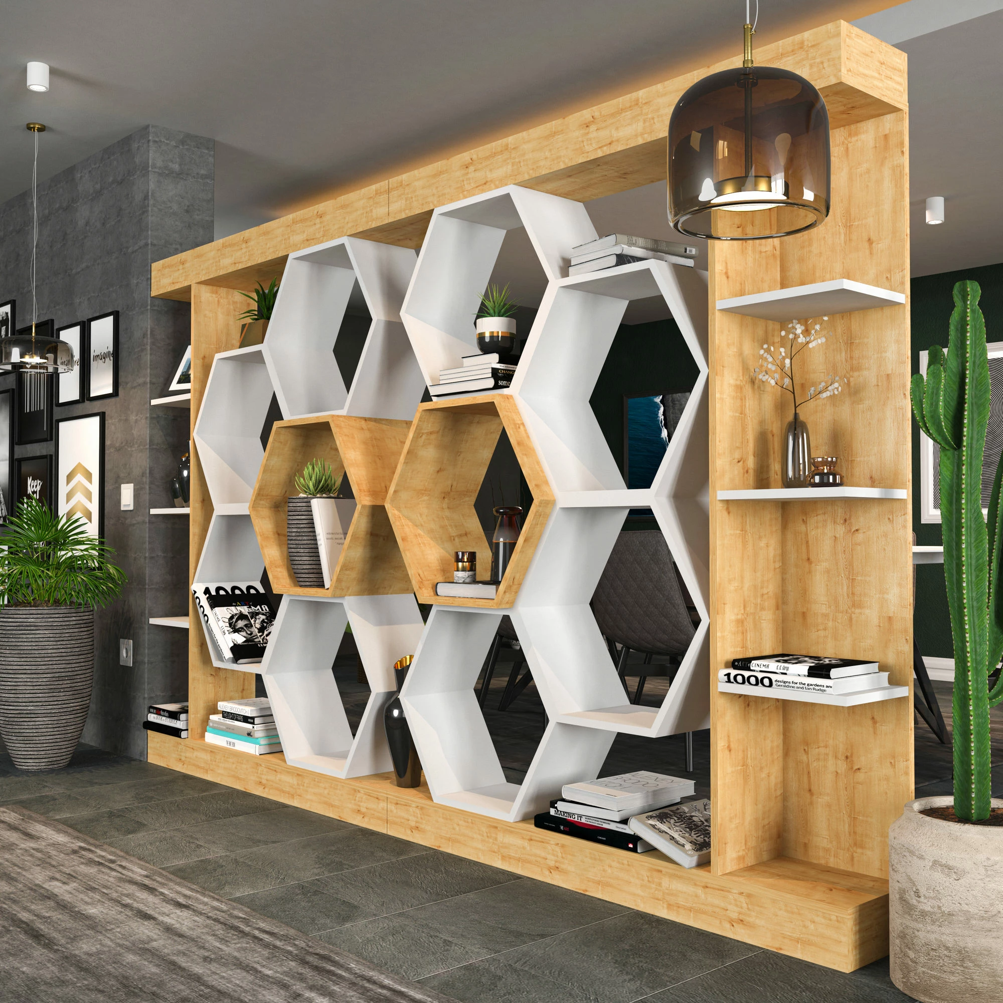 Raft librash Hanah Home, Sueno, i bardhë dhe lis