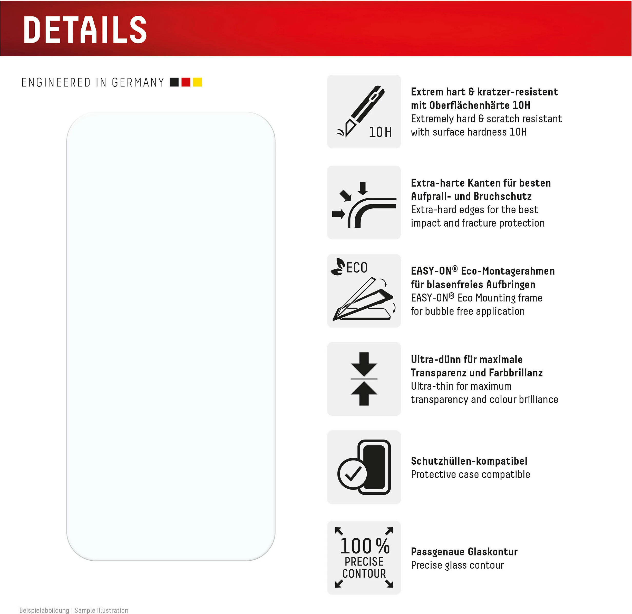 Xham mbrojtës Displex Real Glass për iPhone 15/15 Pro/16, 10H, transparent