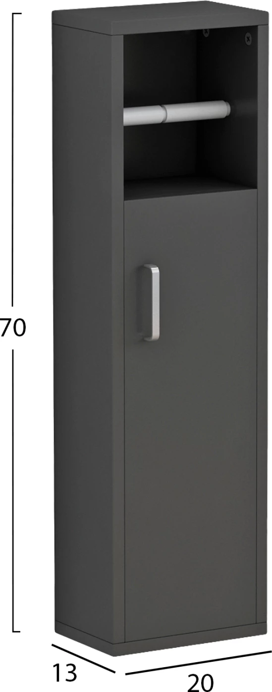 Kabinet për banjo DAMIEN, ngjyrë antracit, FH9025.11, 20x13x70Hcm