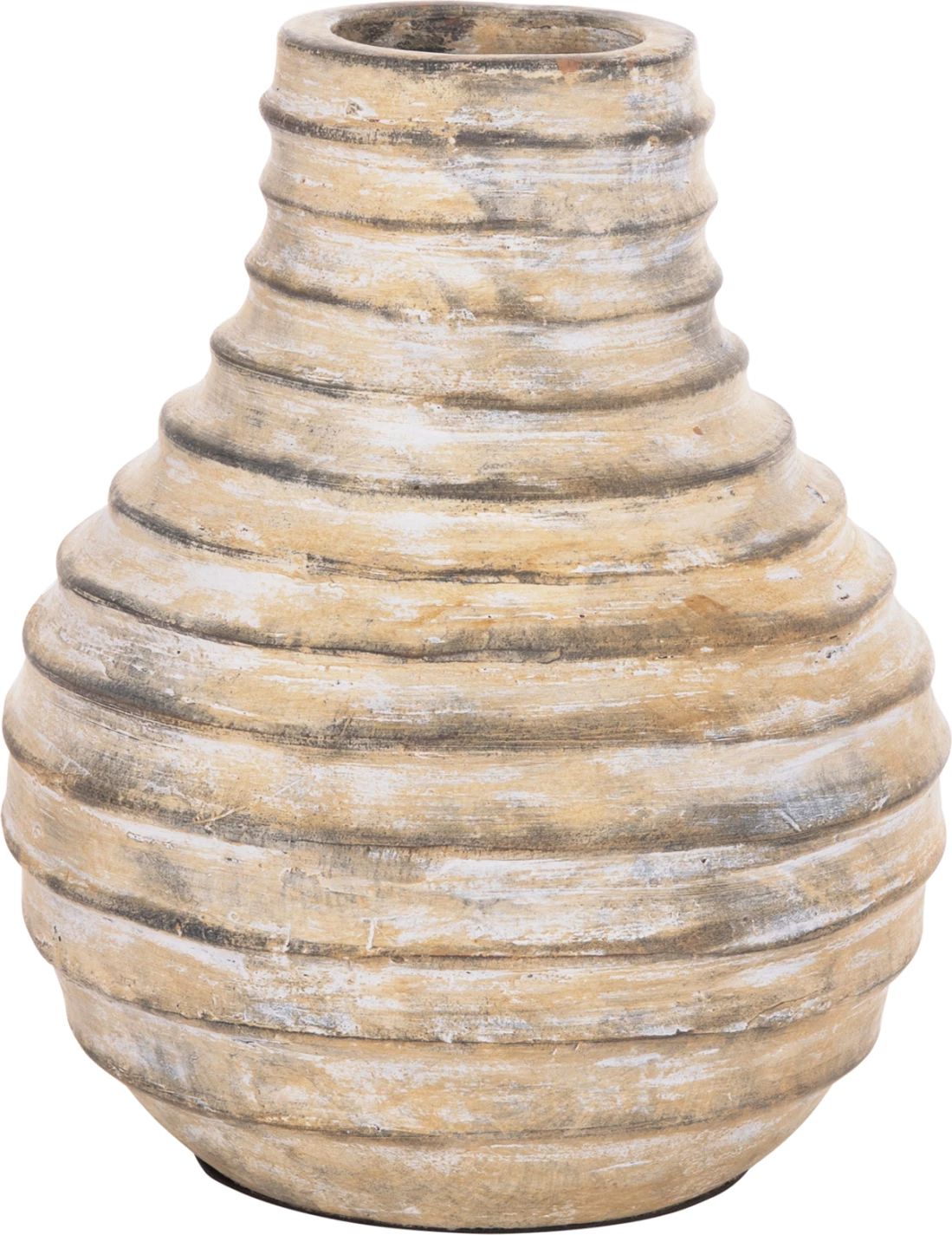 Vazo dekorative tavoline, terrakotë, ngjyrë bezhë e furçuar, VERMO FH4401, 27x30cm