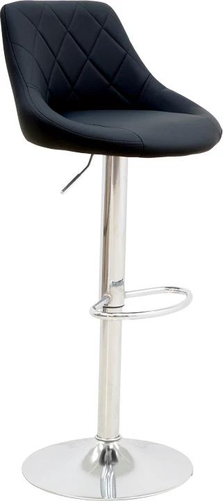 Karrige për bar Boronez, lartësi e rregullueshme, lëkurë artificiale e zezë, bazë kromi, 47x49x112cm, set prej 2 copash