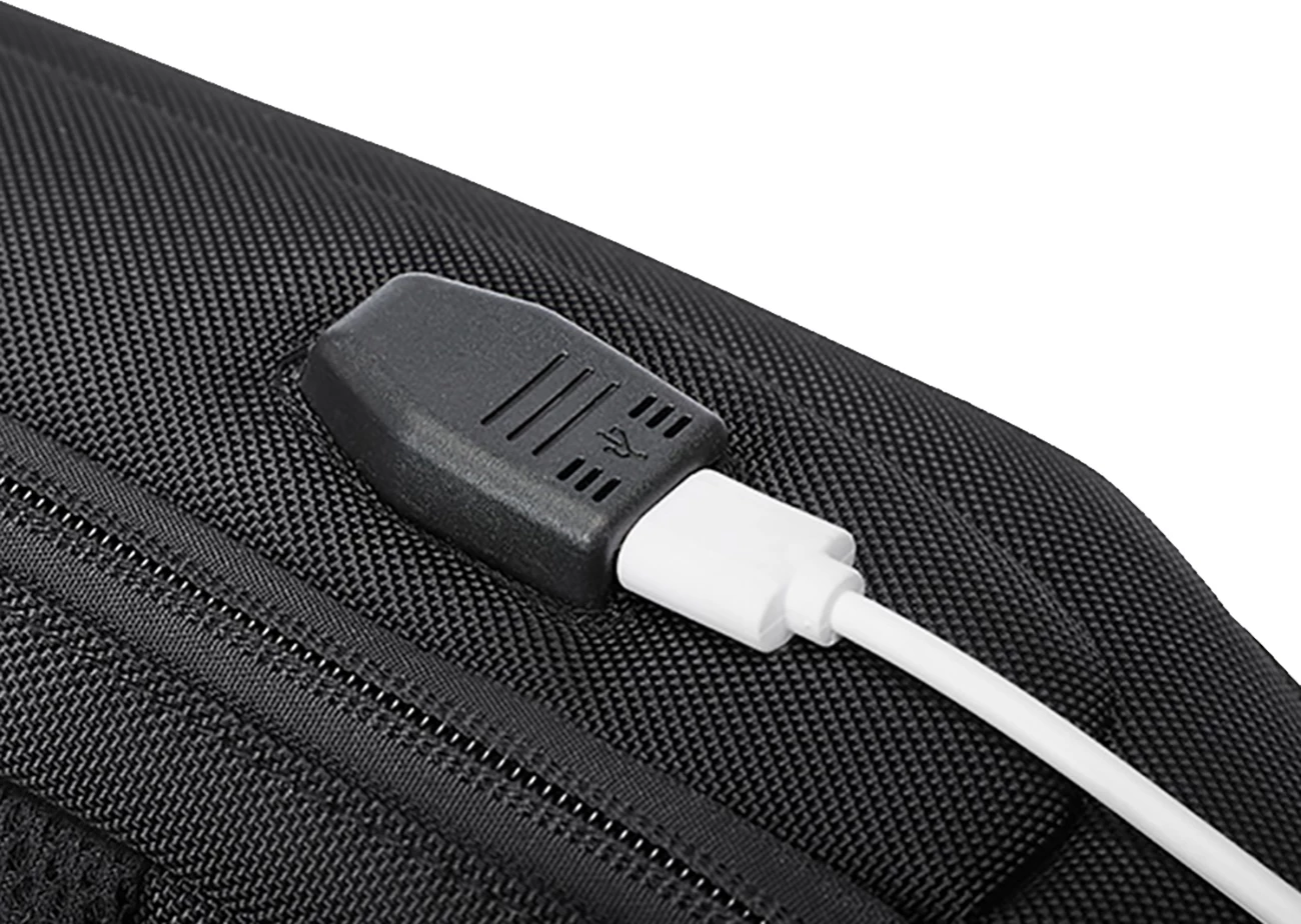 Çantë shpine një sup Wozinsky Premium me port USB dhe bravë kundër vjedhjes, e zezë