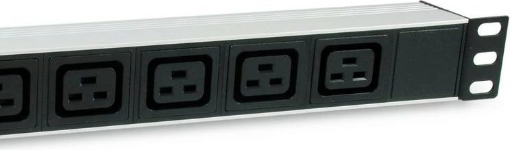 Prizë rackmount Equip 1U, 6x IEC C19, me ndërprerës, e zezë